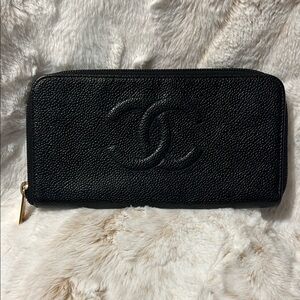 Chanel Timeless Black Caviar Leather Wallet